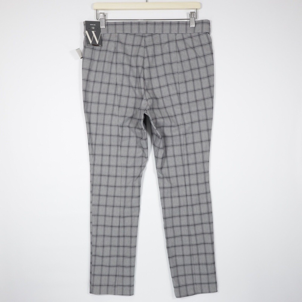Worthington Women's Slim Leg Invisible Zip‎ Stretch Plaid Pants Gray Size 12 - Picture 4 of 9